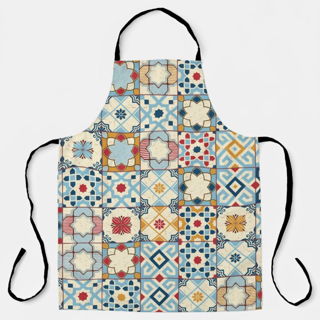 Gorgeous seamless pattern white colourful Moroccan Apron (Front)