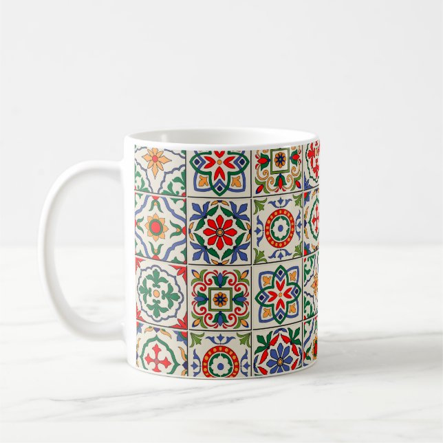 Gorgeous seamless pattern white colourful Moroccan Coffee Mug (Left)