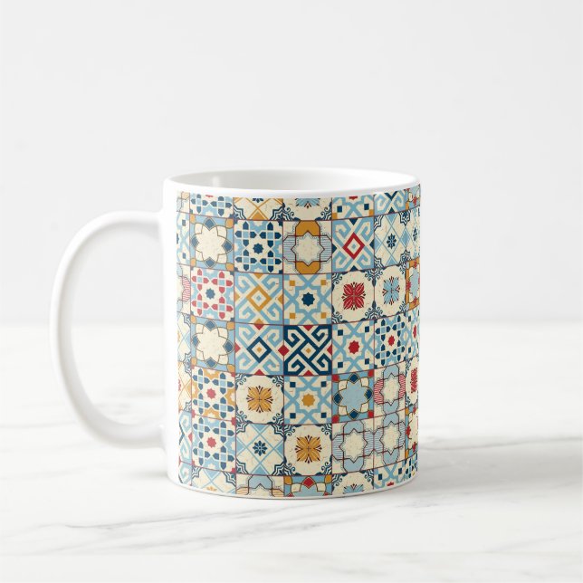 Gorgeous seamless pattern white colourful Moroccan Coffee Mug (Left)