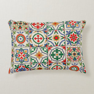 Gorgeous seamless pattern white colourful Moroccan Decorative Cushion