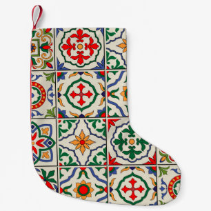 Gorgeous seamless pattern white colourful Moroccan Small Christmas Stocking