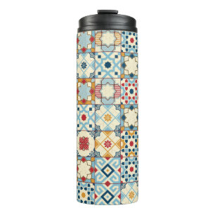 Gorgeous seamless pattern white colourful Moroccan Thermal Tumbler