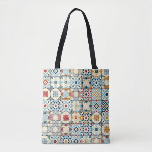 Gorgeous seamless pattern white colourful Moroccan Tote Bag