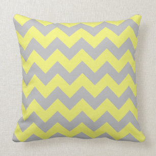 Gorgeous Shades of Yellow and Grey Chevron Pattern Cushion
