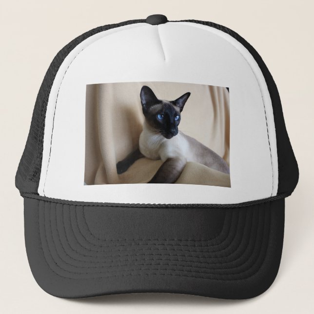 Gorgeous Siamese Cat Face Trucker Hat (Front)