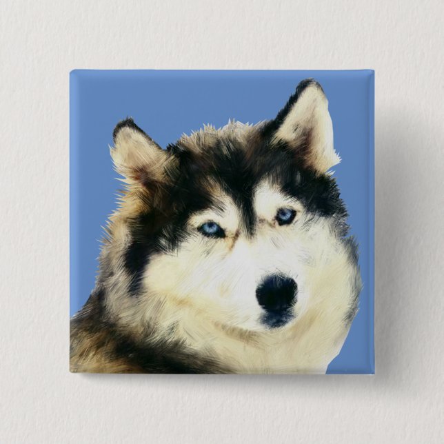 Gorgeous Siberian Husky Pin Button (Front)