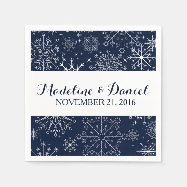 Gorgeous Snowflakes Wedding Napkins (Front)