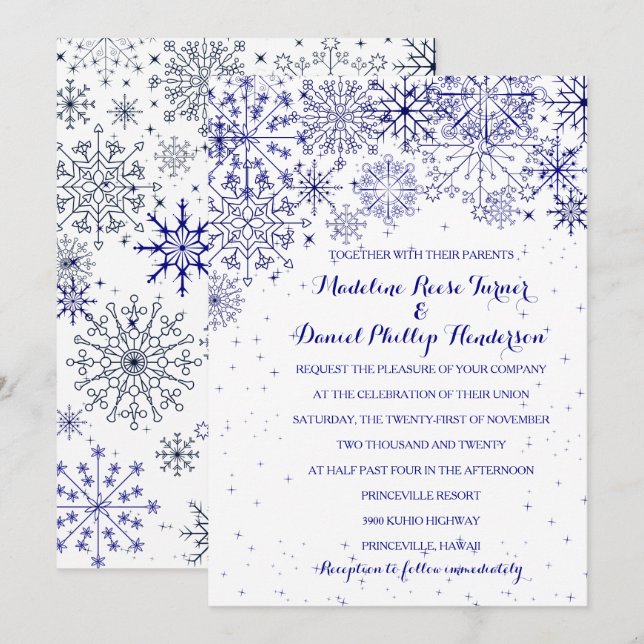 Gorgeous Snowflakes - Winter Wedding Invitations2 Invitation (Front/Back)