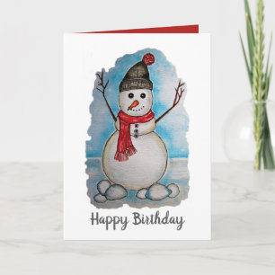 Gorgeous snowman watercolor design card