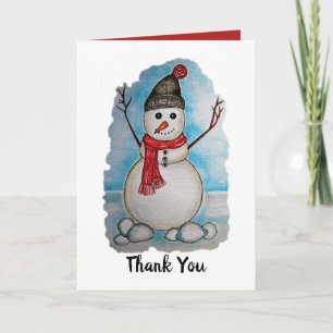 Gorgeous snowman watercolor design holiday card