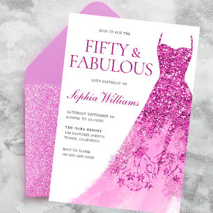 Gorgeous Sparkle Dress 50th Birthday Party Invitation