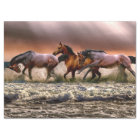 Gorgeous Stallions Running Through Ocean Waves