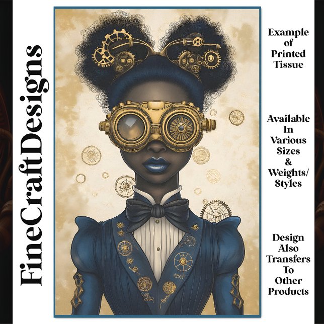 Gorgeous Steampunk Female Blue Outfit P3 Decoupage Tissue Paper (Creator Uploaded)