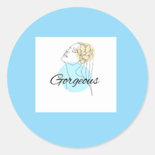 Gorgeous Sticker Light Blue Aesthetic Woman Line