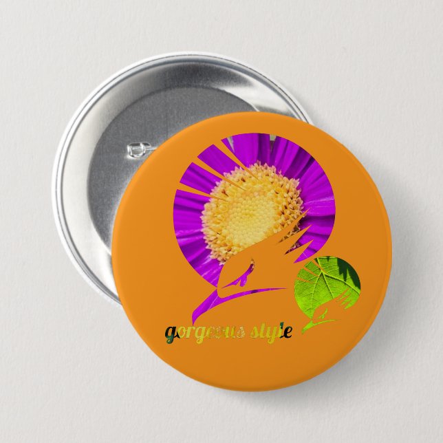 Gorgeous style orange 7.5 cm round badge (Front & Back)