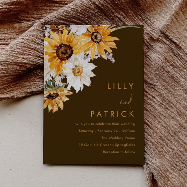 Gorgeous Sunflower Boho Floral Wedding Invitation (Creator Uploaded)