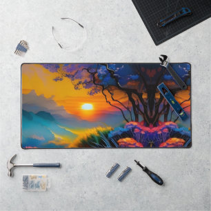 Gorgeous Sunrise over mountains Desk Mat