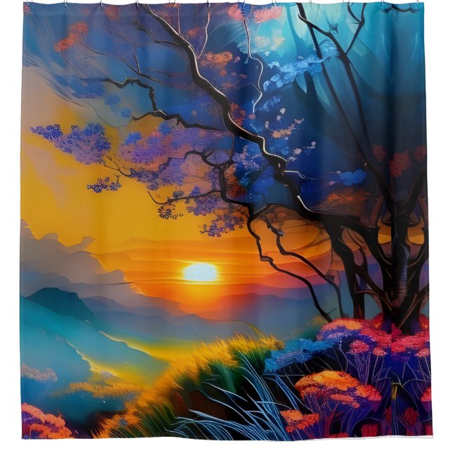 Gorgeous Sunrise over mountains Shower Curtain (Front)