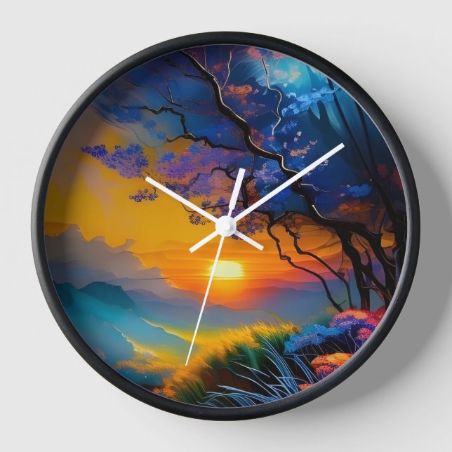Gorgeous Sunrise over pond  Clock (Front)