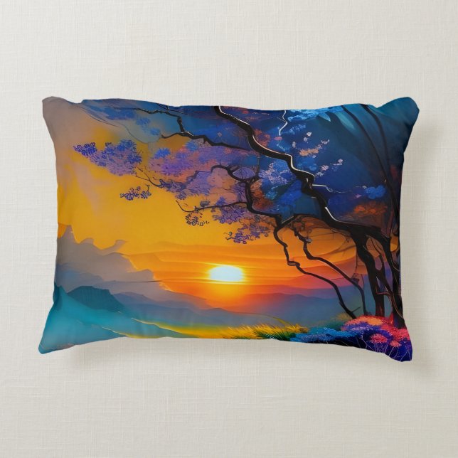 Gorgeous Sunrise over pond  Decorative Cushion (Back)