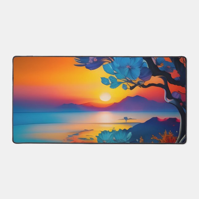 Gorgeous Sunrise over pond Desk Mat (Front)