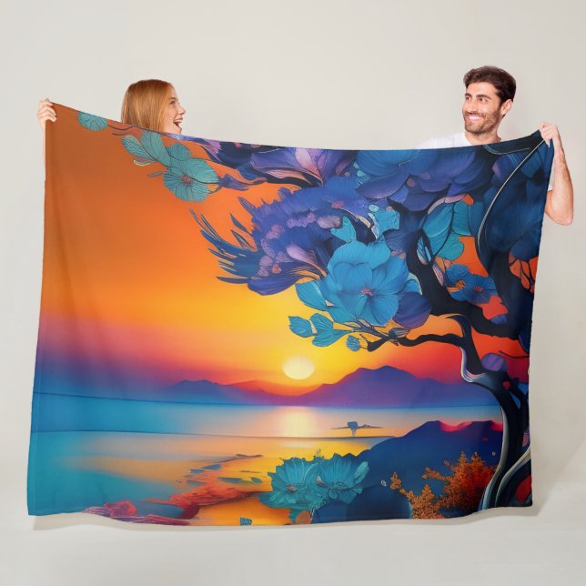 Gorgeous Sunrise over pond  Fleece Blanket (In Situ)