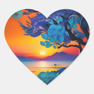 Gorgeous Sunrise over pond  Heart Sticker