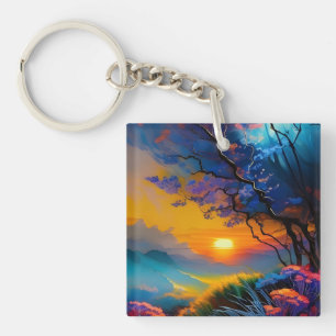 Gorgeous Sunrise over pond Key Ring