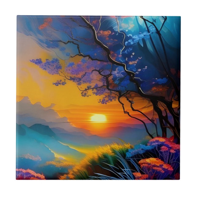 Gorgeous Sunrise over pond  Tile (Front)
