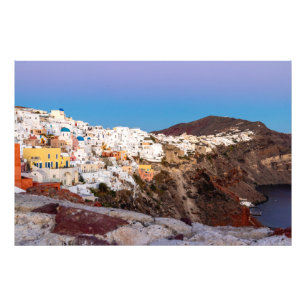 Gorgeous Sunset Ccolors in Santorini, Greece Photo Print