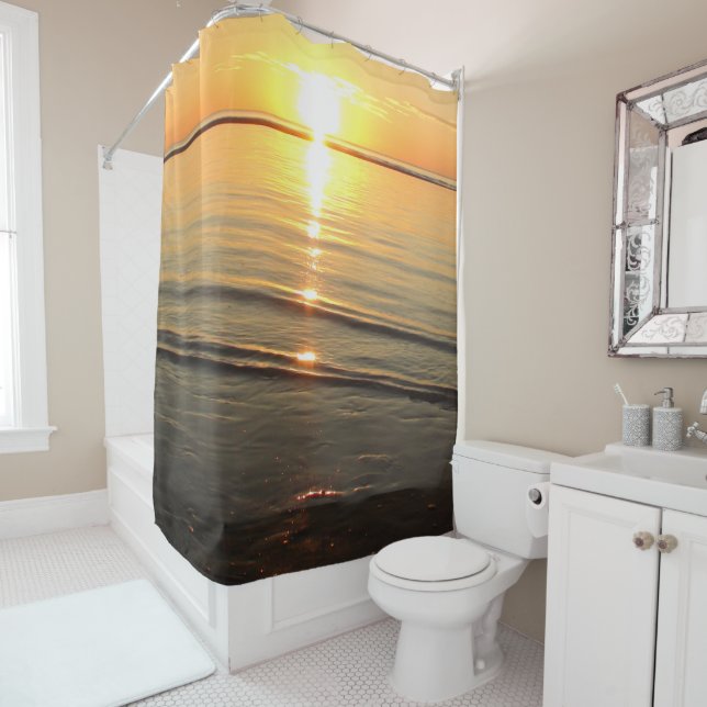 Gorgeous Sunset Over Cape Cod Harbour Shower Curtain (In Situ)