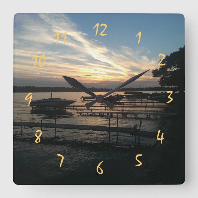 GORGEOUS SUNSET SQUARE WALL CLOCK (Front)