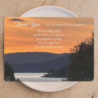 Gorgeous Sunset Sympathy Funeral Thank You  Card