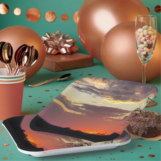 Gorgeous Sunset Texas Hill Country Paper Plate (Multi)