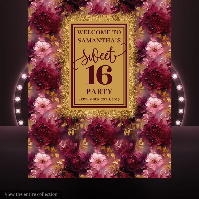 Gorgeous Sweet 16 Blush Burgundy Gold Tapestry (Gorgeous Sweet 16 Blush Burgundy Gold Tapestry)