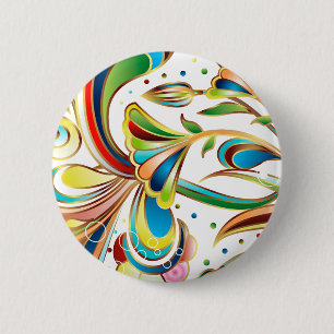 Gorgeous Swirling Flowers 6 Cm Round Badge