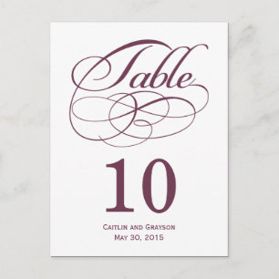 Gorgeous Swirls Wedding Table Number Card