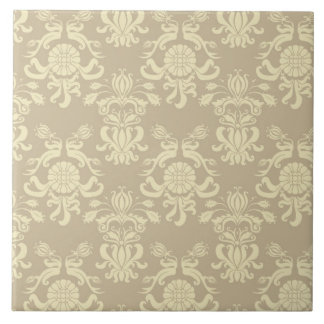 Gorgeous Tan and Cream Vintage Floral Tile