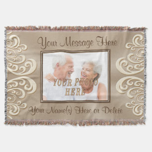 Gorgeous Taupe and Ecru Photo Personalised Blanket