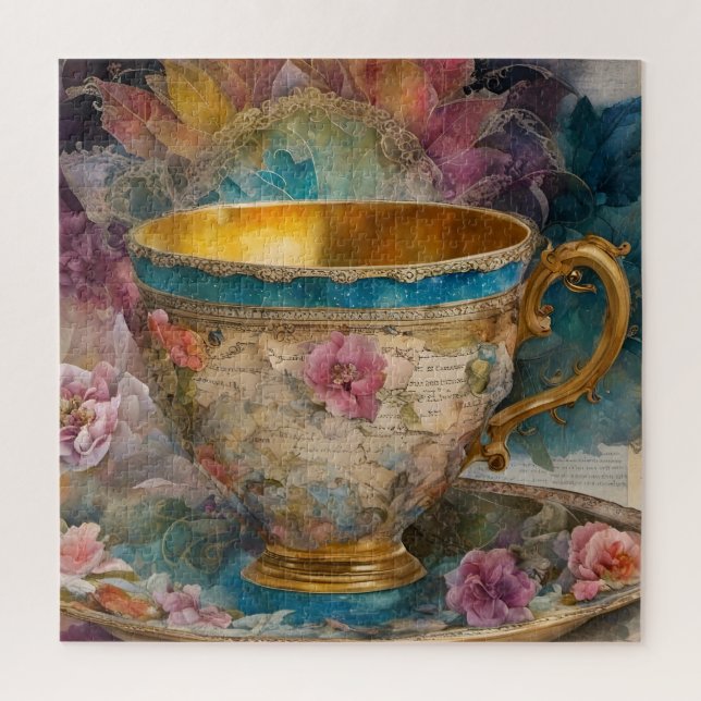 Gorgeous Teacup Mixed Media Painting Jigsaw Puzzle (Vertical)