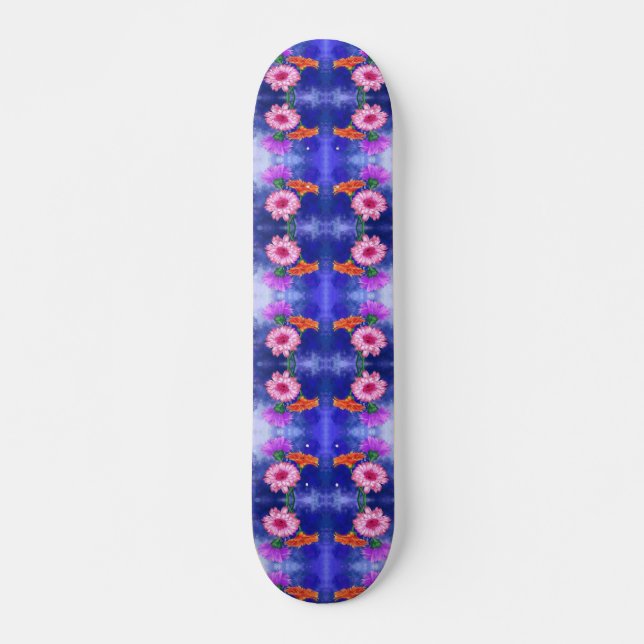 Gorgeous Three Colour Gerberas - Drawing Art Skateboard (Front)