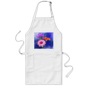 Gorgeous Three Colour Gerberas - Migned Art Drawin Long Apron