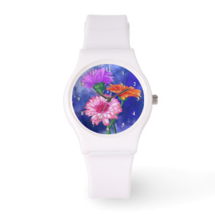 Gorgeous Three Colour Gerberas - Migned Art Drawin Watch