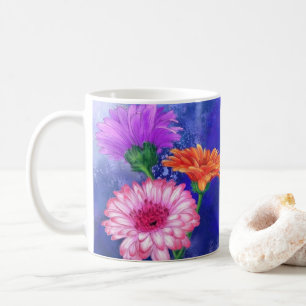 Gorgeous Three Colour Gerberas - Migned Drawing Ar Coffee Mug