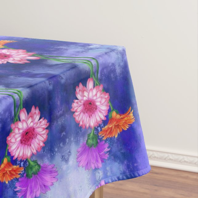 Gorgeous Three Colour Gerberas - Migned Drawing Ar Tablecloth (In Situ)