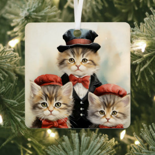 Gorgeous Three Kitten Family Christmas Metal Tree Decoration