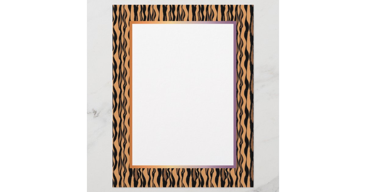 Tiger Print Border Stationery Zazzle
