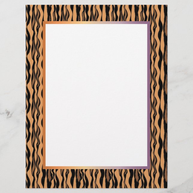 Gorgeous Tiger Print Border Stationery (Front)