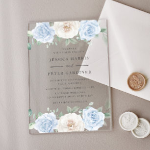 Gorgeous Trending Blue Floral Wedding  Acrylic Invitations