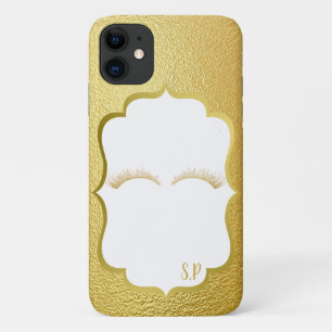 Gorgeous Trendy Gold whit faux lashes iPhone 11 Case